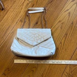 Caroline Hill‎ quilted ivory vegan leather bag.